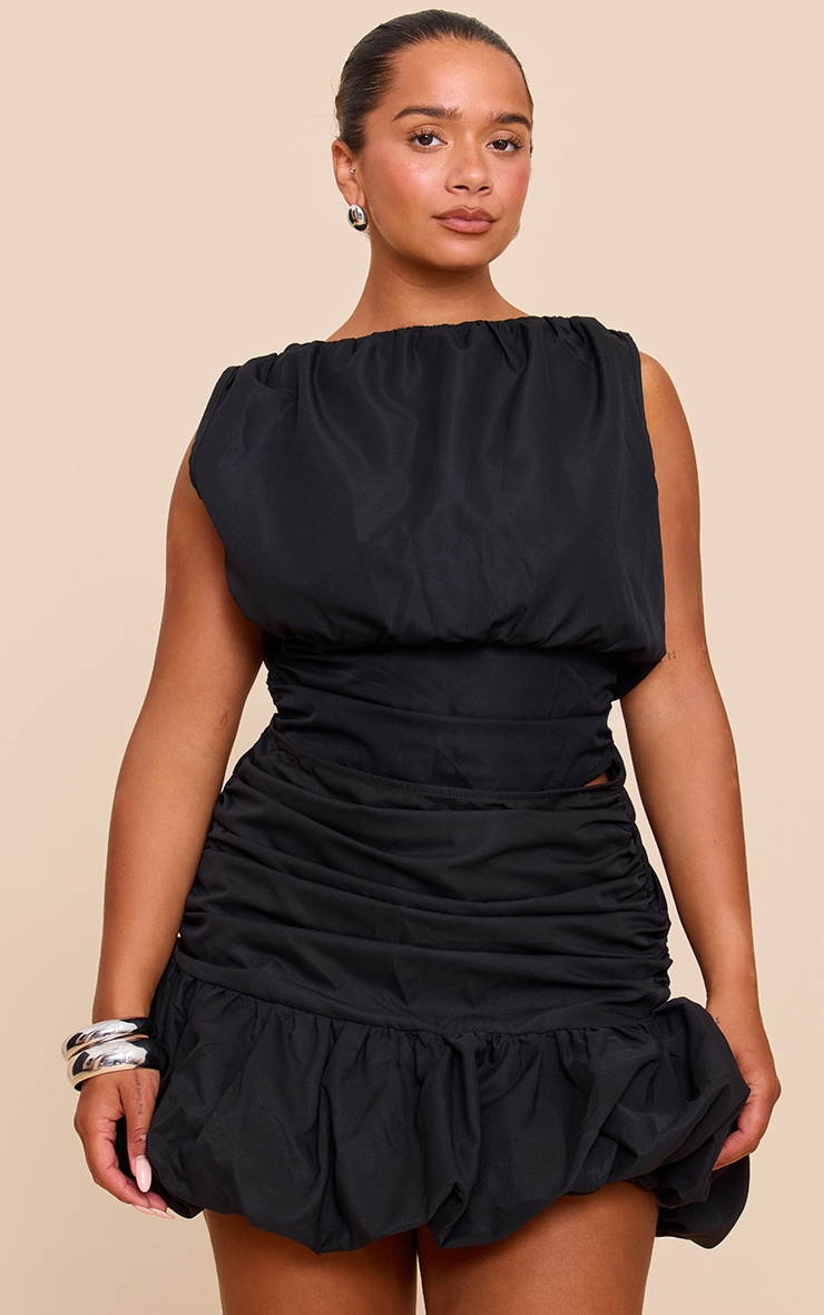 Shape black Boat Neck Cinched Waist Top image 1