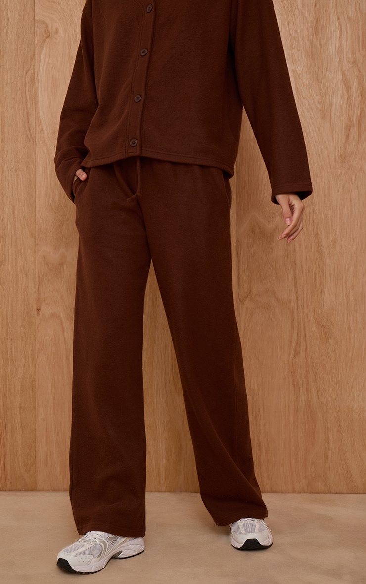 Chocolate Brown Brushed Soft Touch Wide Leg Pant  image 2
