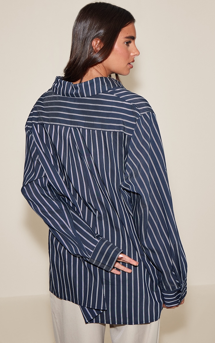 Navy Stripe Oversized Shirt  image 2