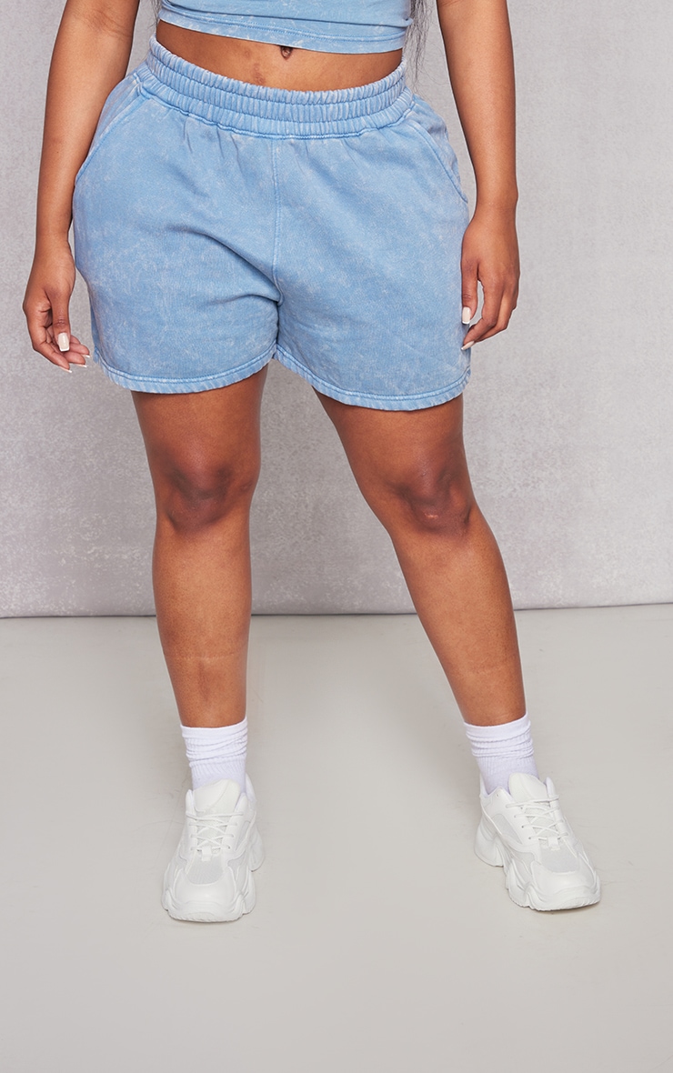Shape Blue Washed Sweat Runner Shorts image 2