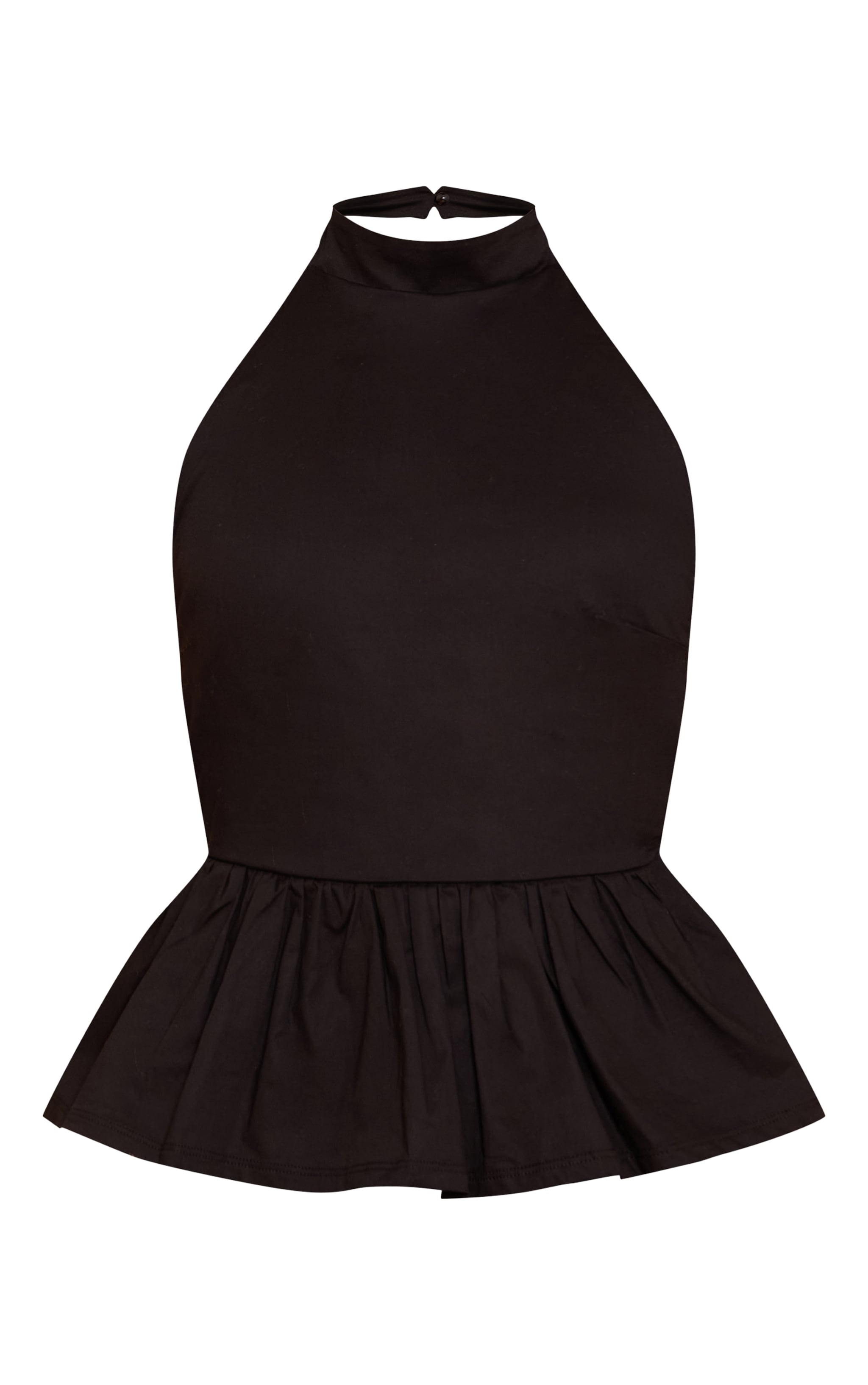 Black Cotton Highneck Backless Long Top image 5
