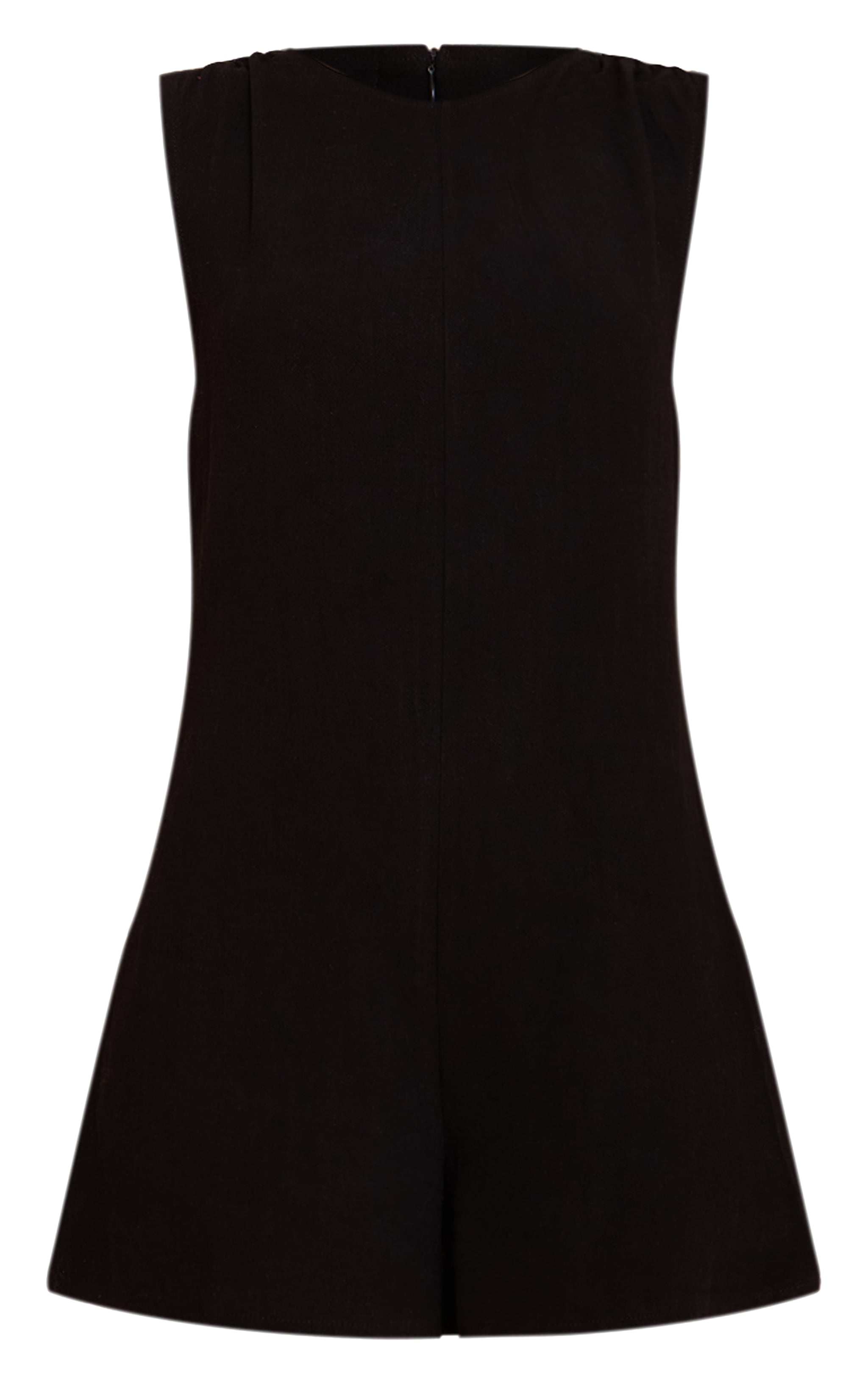 Black Linen Blend Slouchy Boat Neck Romper image 5