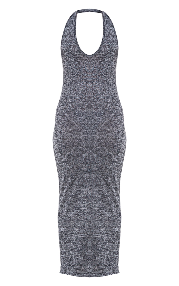 Charcoal Marl Halterneck Maxi Dress image 5