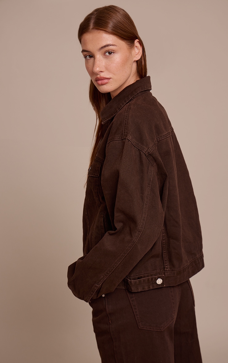 Dark Chocolate Oversized Classic Denim Jacket image 2
