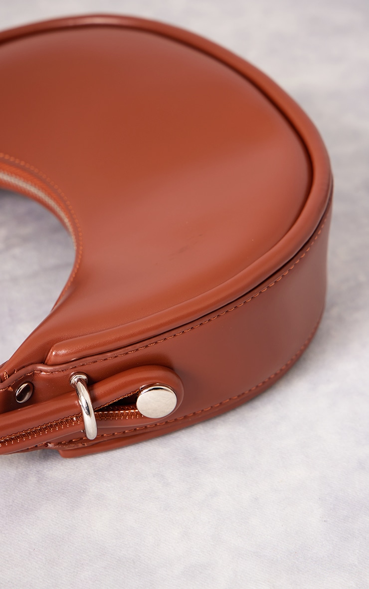 Chocolate Curved Double Strap Shoulder Bag image 4