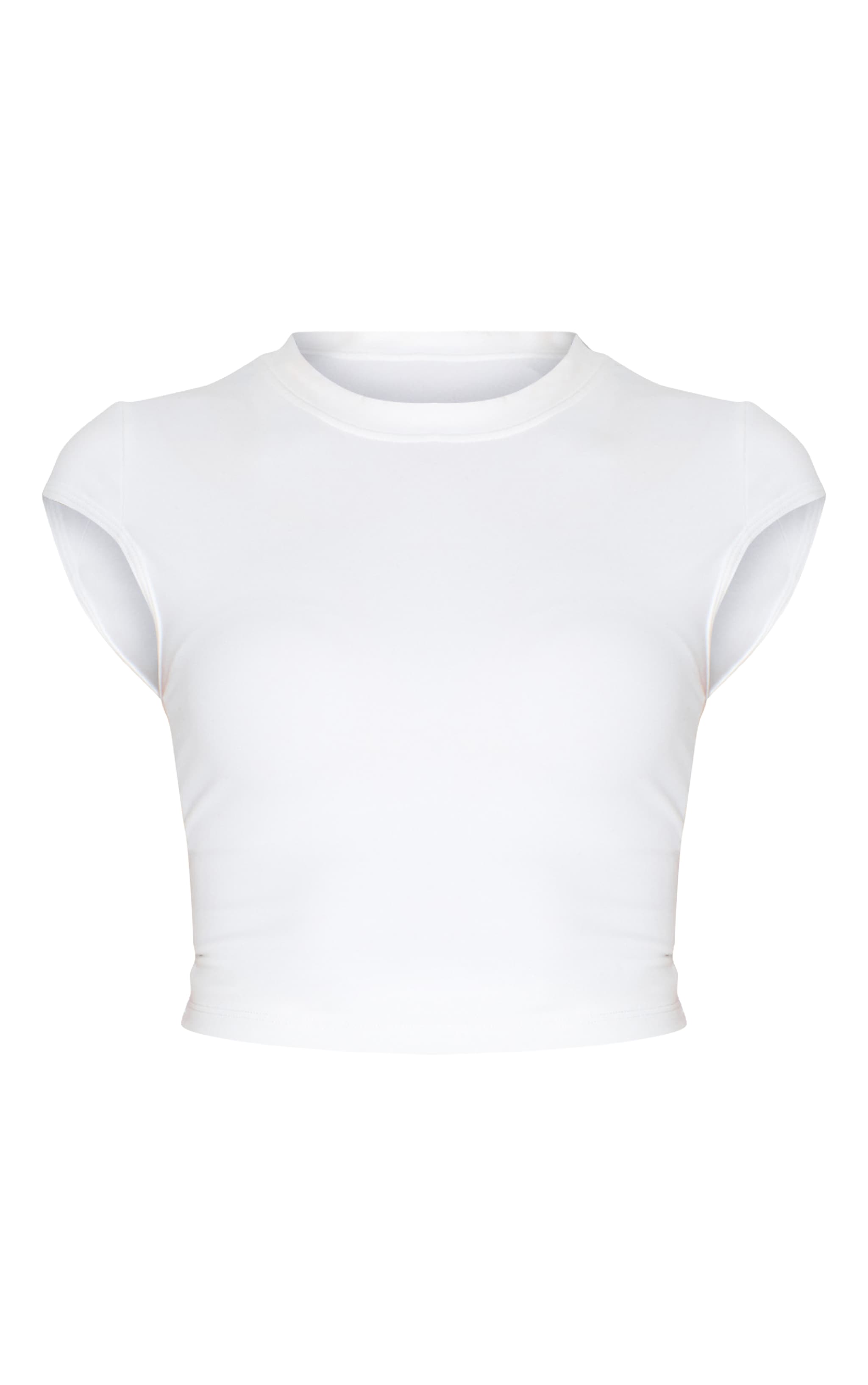 Petite Crop top en Sculpt blanc à contours et manches courtes image 5