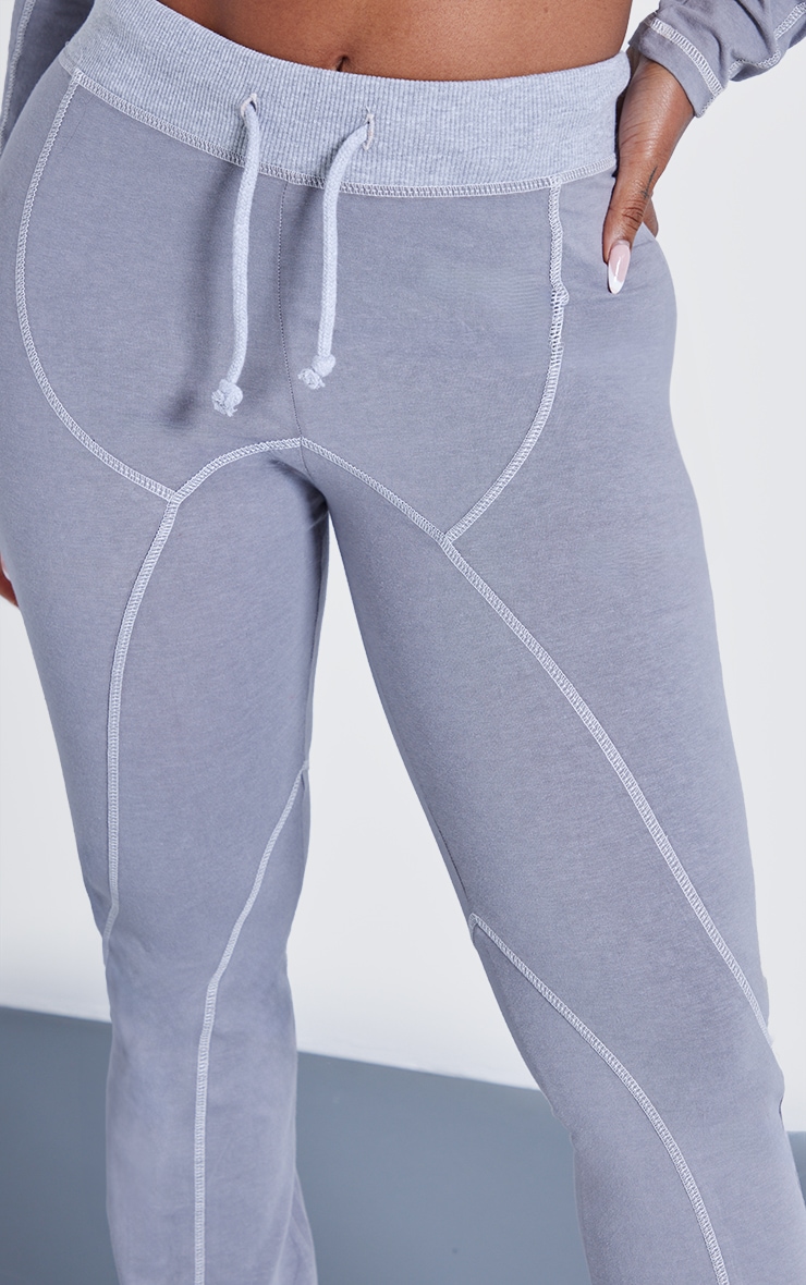 Shape Light Grey Washed Cotton Seam Detail Flare Leggings image 4