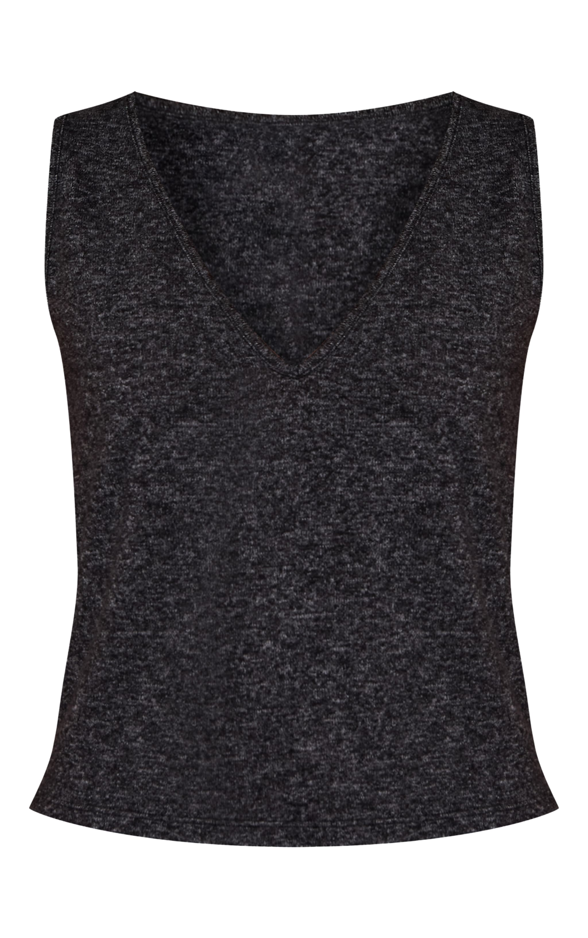Charcoal Soft Knit V Neck Slouchy Vest Top image 5