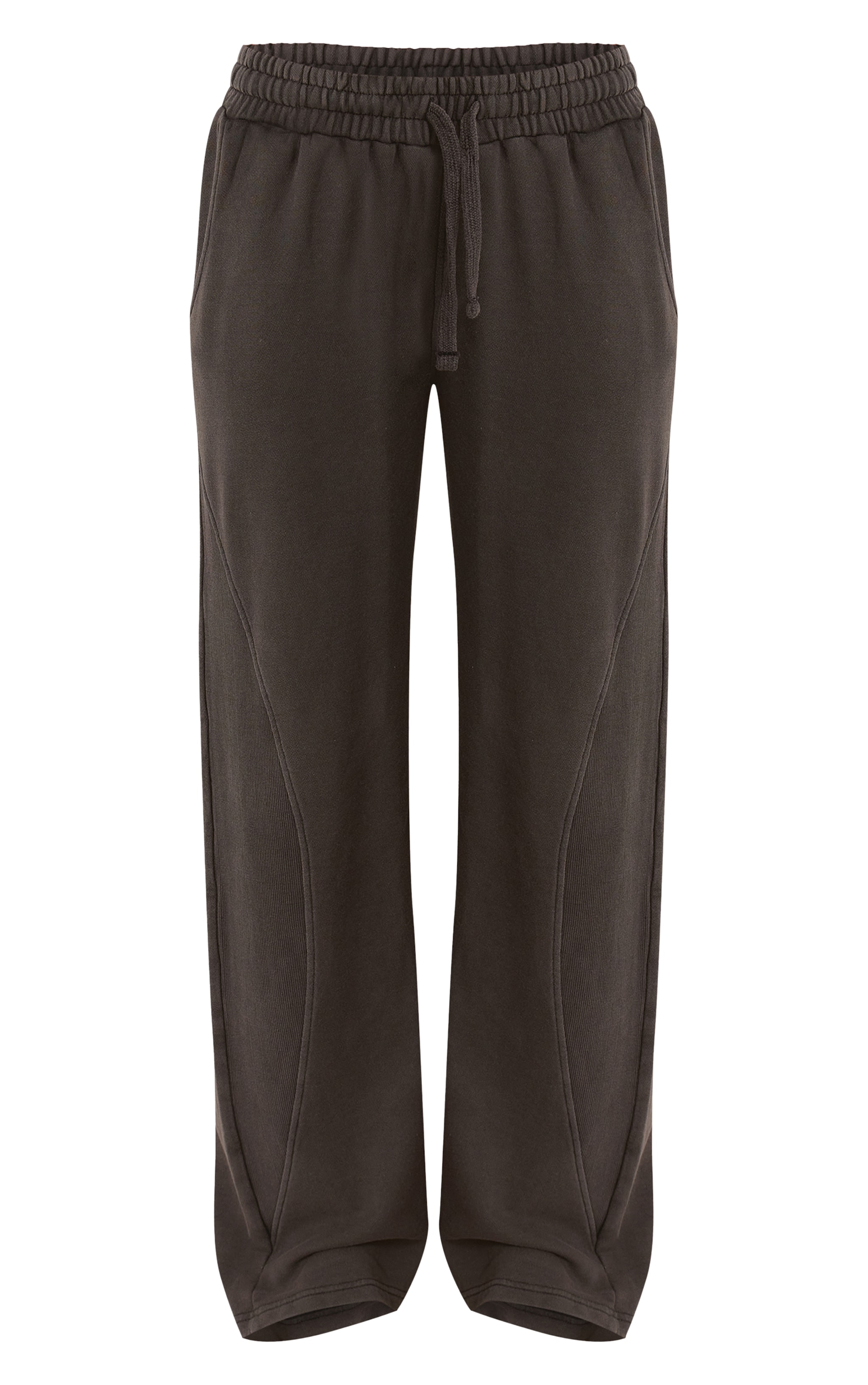 Charcoal Acid Wash Rib Panel Straight Leg Sweatpants image 5