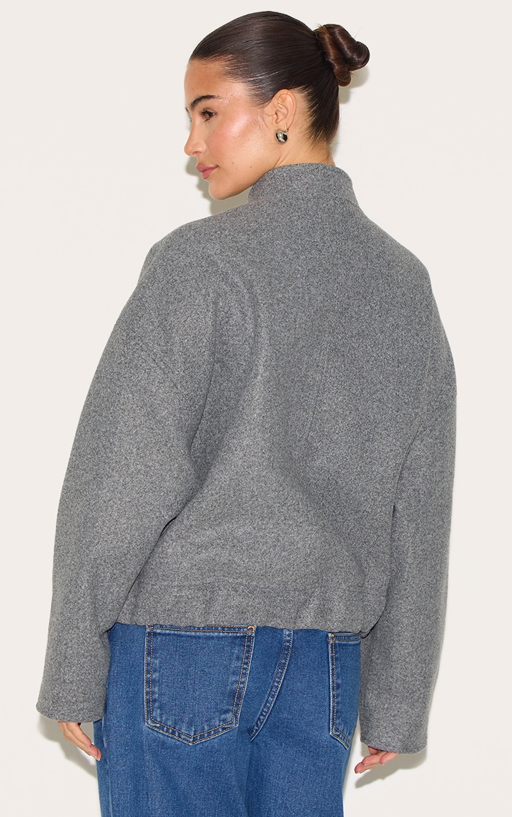 Veste bomber longue en effet laine gris image 2