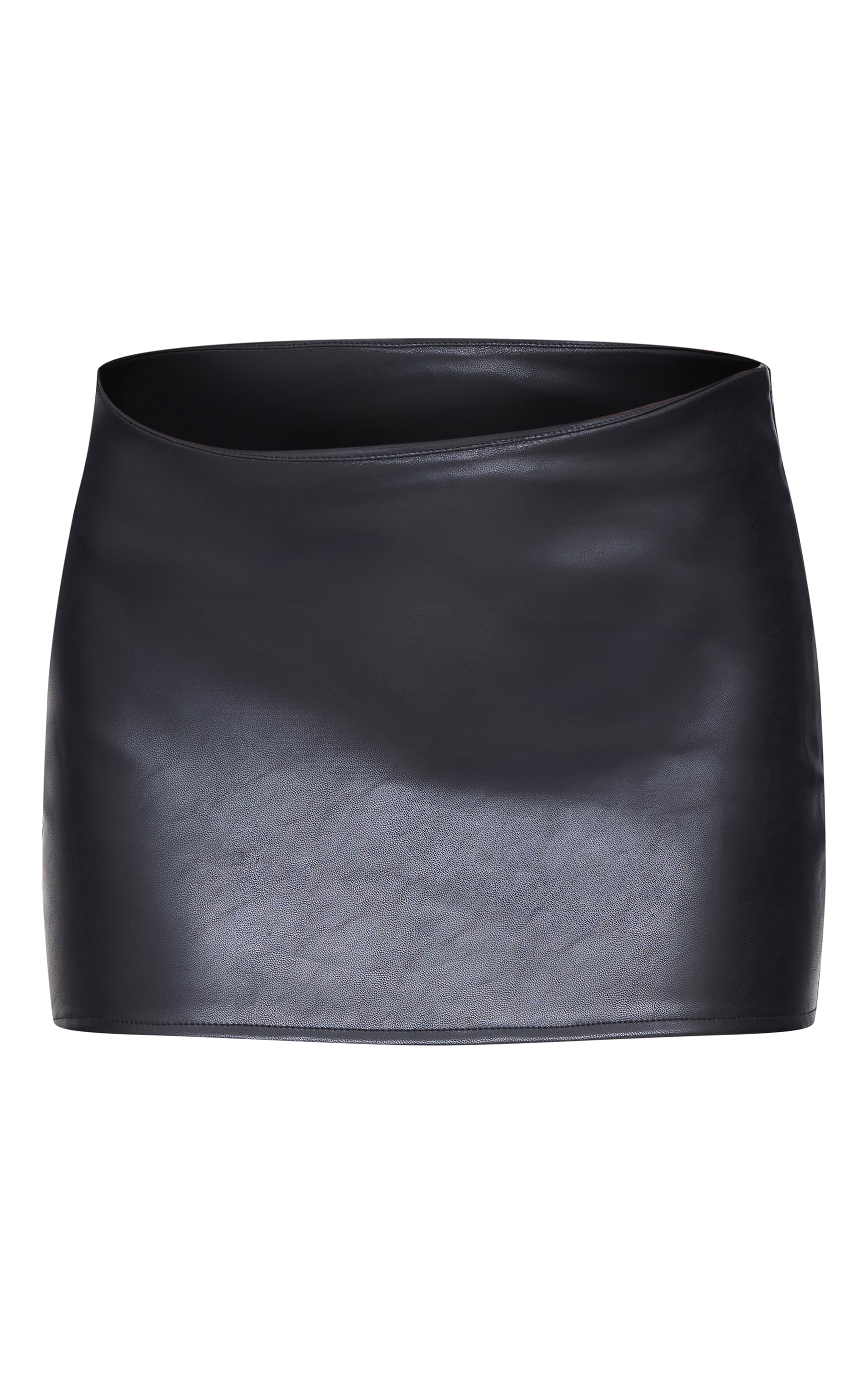 Black Faux Leather Asymmetric Hem Mini Skirt image 6
