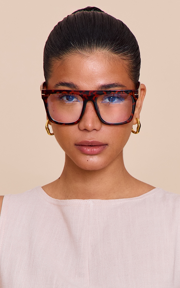 Lunettes de repos carrées en écaille à verres anti-lumière bleue image 1