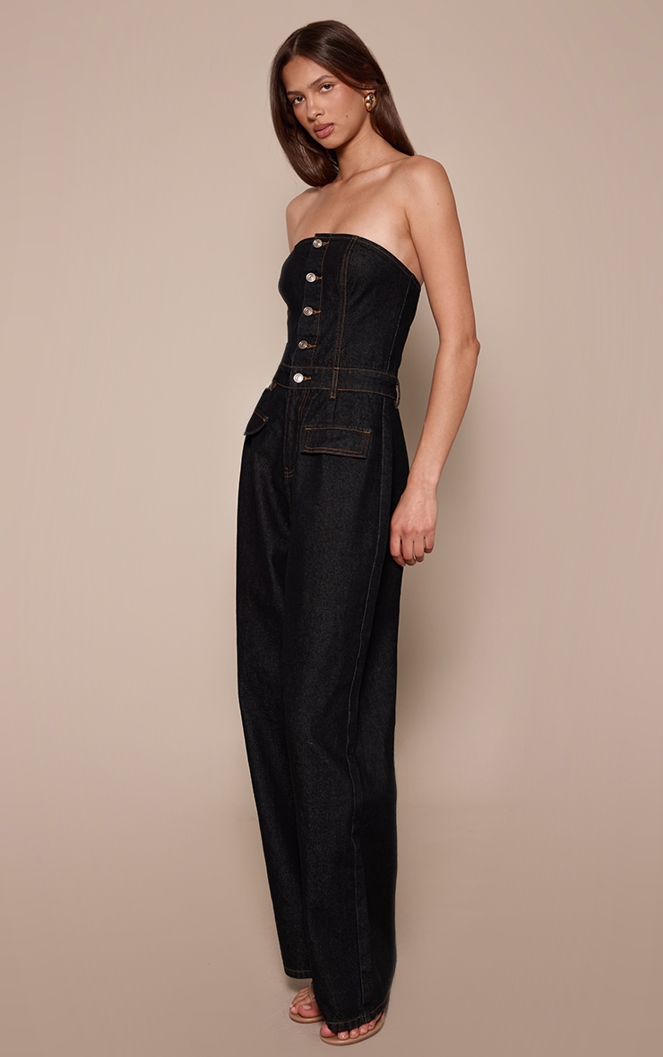 Raw Indigo Bandeau Pocket Detail Denim Jumpsuit image 3