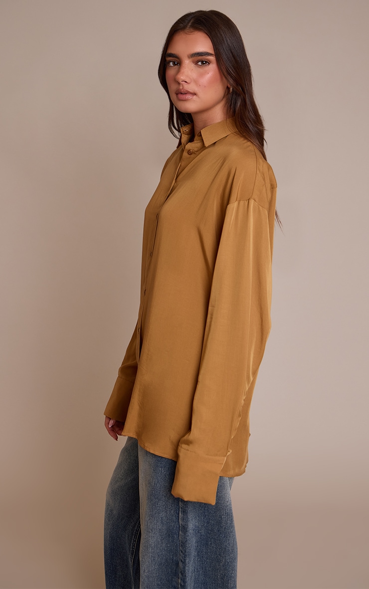 Tan Tencel Oversized Shirt image 4