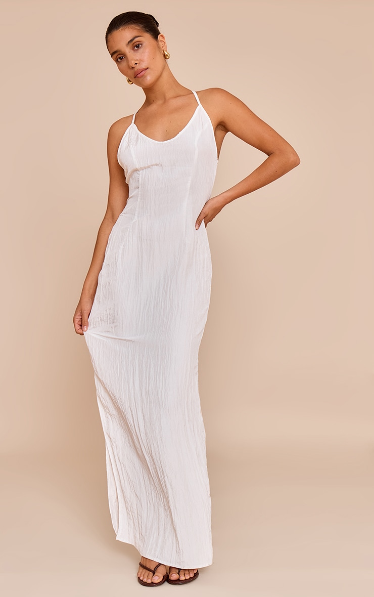 Petite White Beaded Strap Detail Maxi Dress image 1
