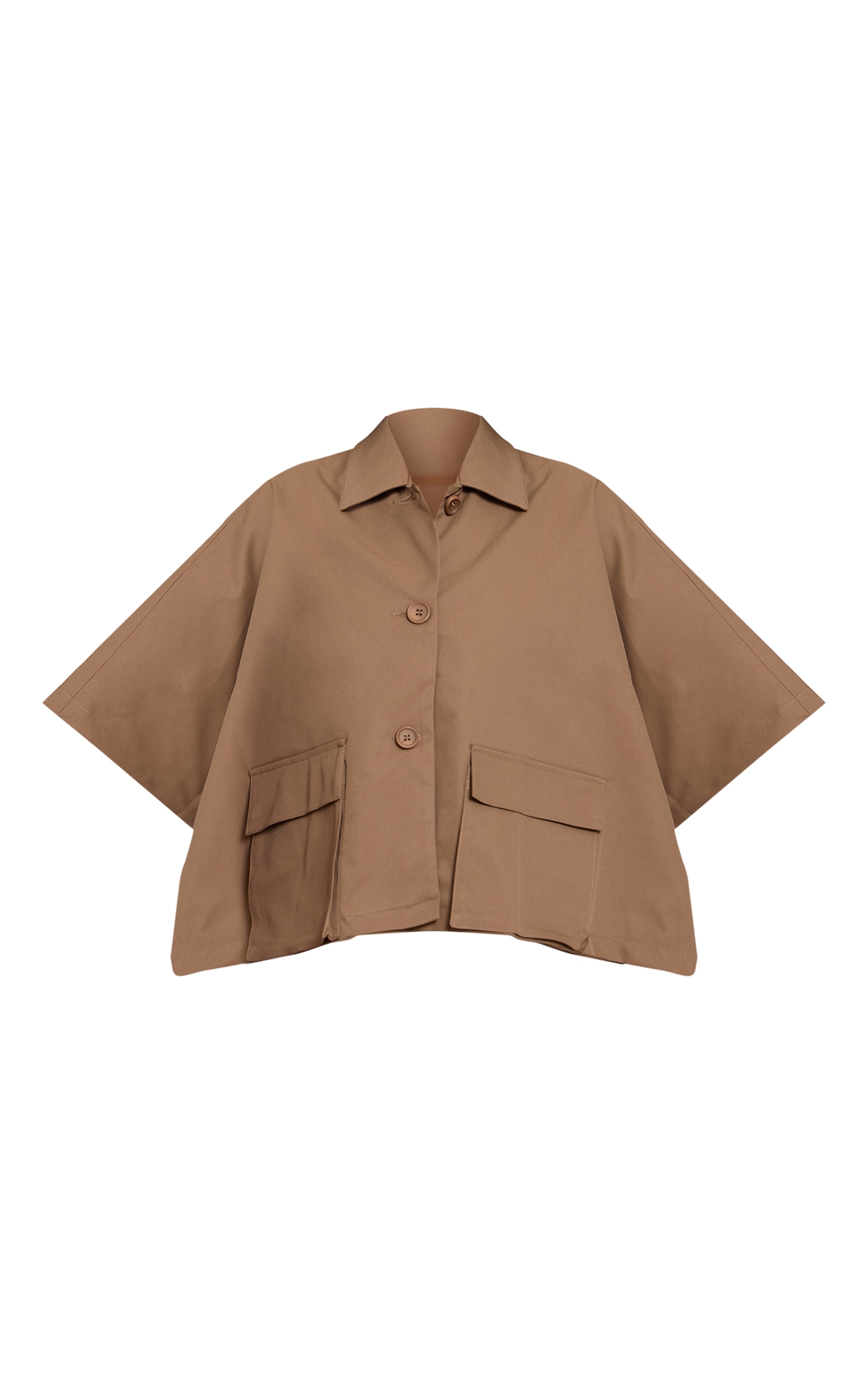 Veste style trench courte taupe à manches chauve-souris image 5