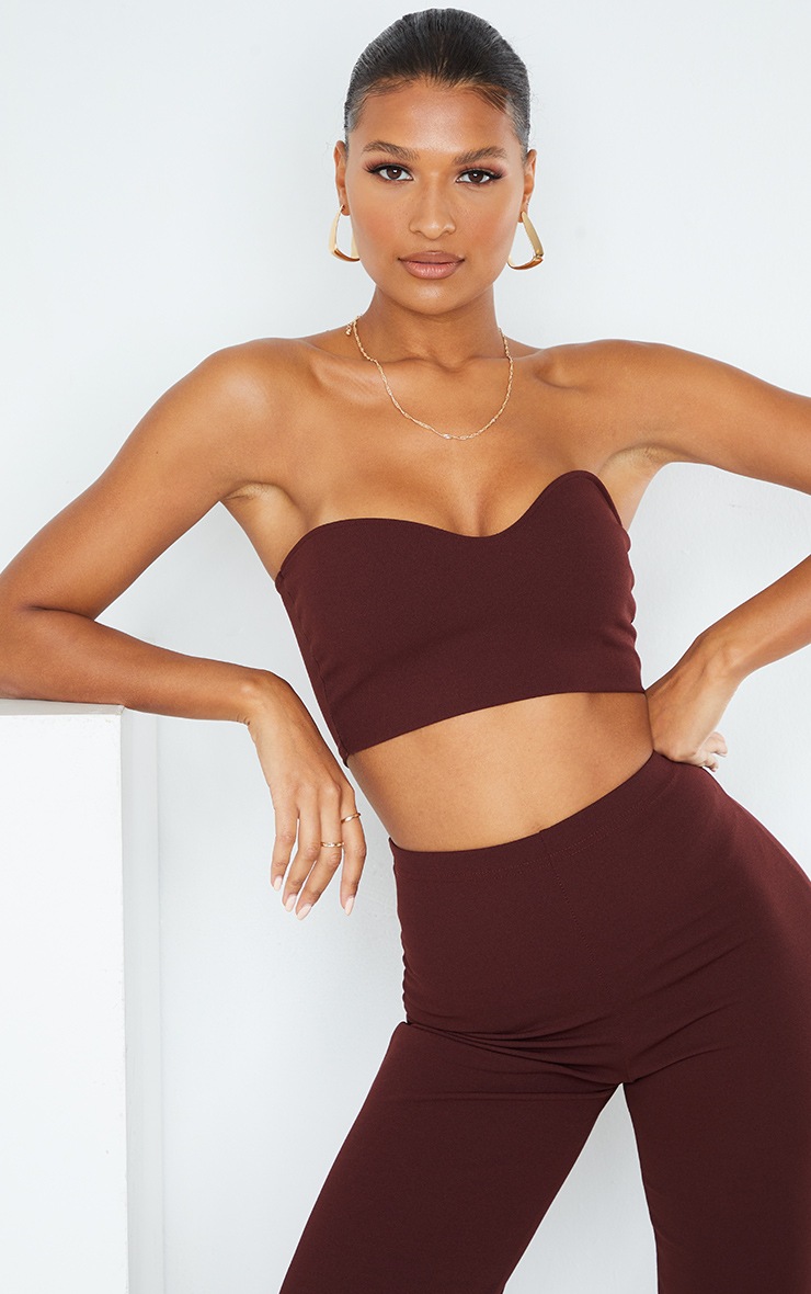 Chocolate Brown Sweetheart Bandeau Crop Top