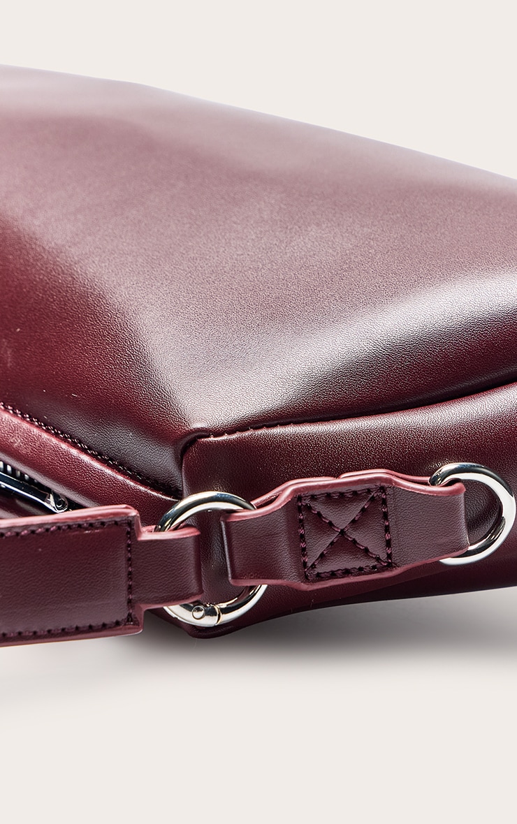 Sac à main en PU bordeaux à empiècements pierres image 5