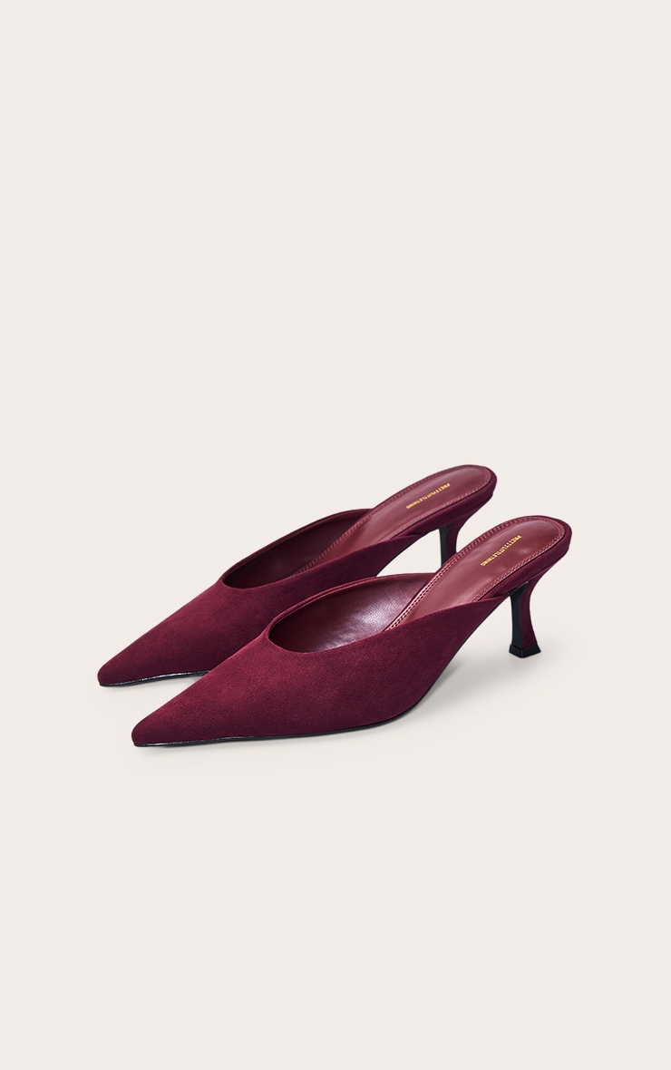 Mules en suédine prune à talon kitten image 5