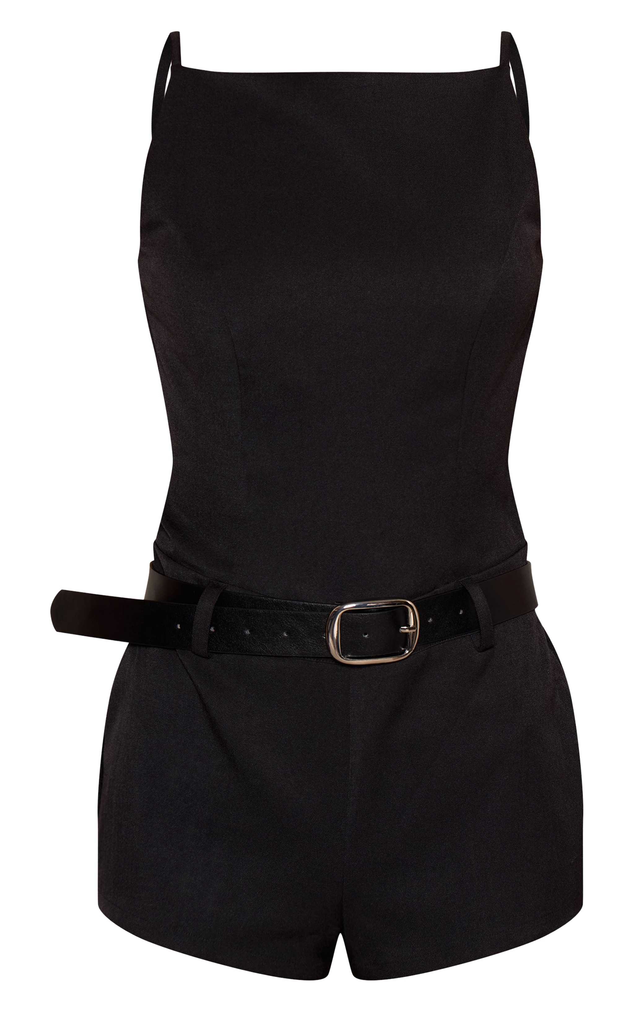 Black Woven Strappy Belt Detail Romper image 5