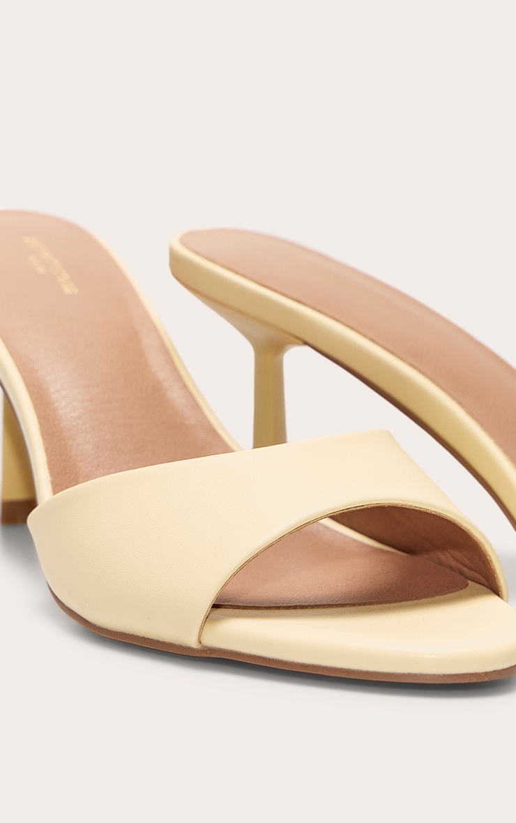 Wide Fit Lemon Pu Round Toe Mid Stiletto Heel Mules image 4