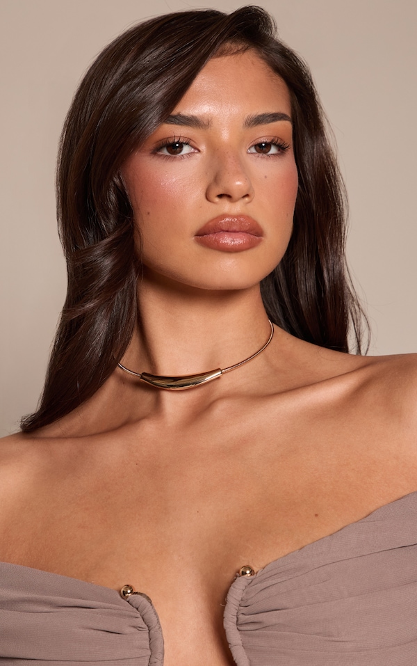 Gold Smooth Metal Bar Necklace