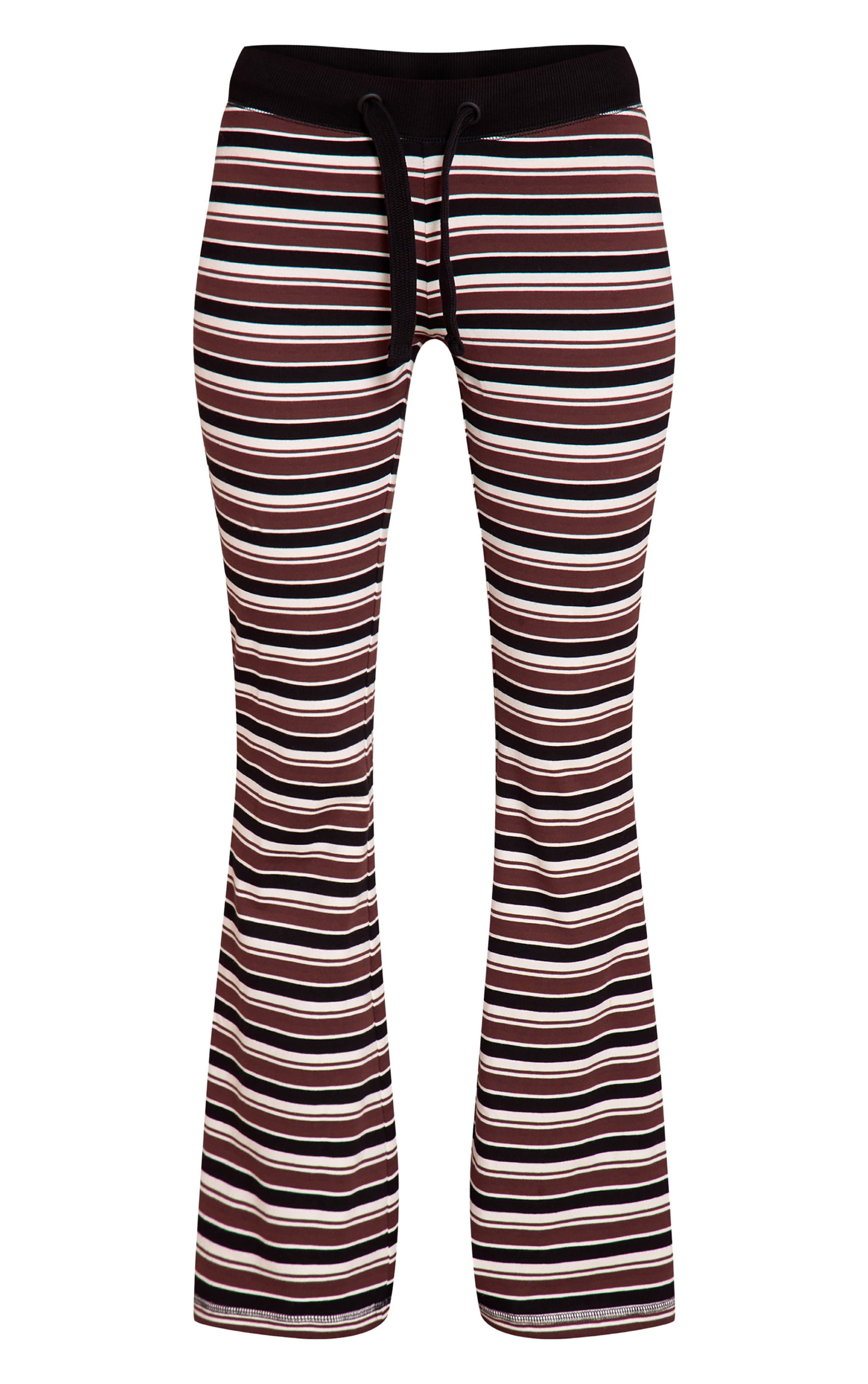 Black Stripe Low Rise Skinny Flare Pants image 5