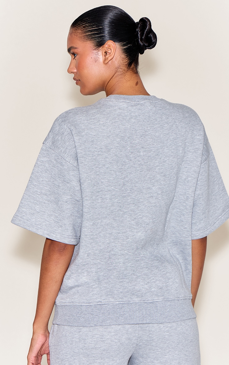 Grey Marl Oversized Drop Shoulder Sweat T-Shirt image 2