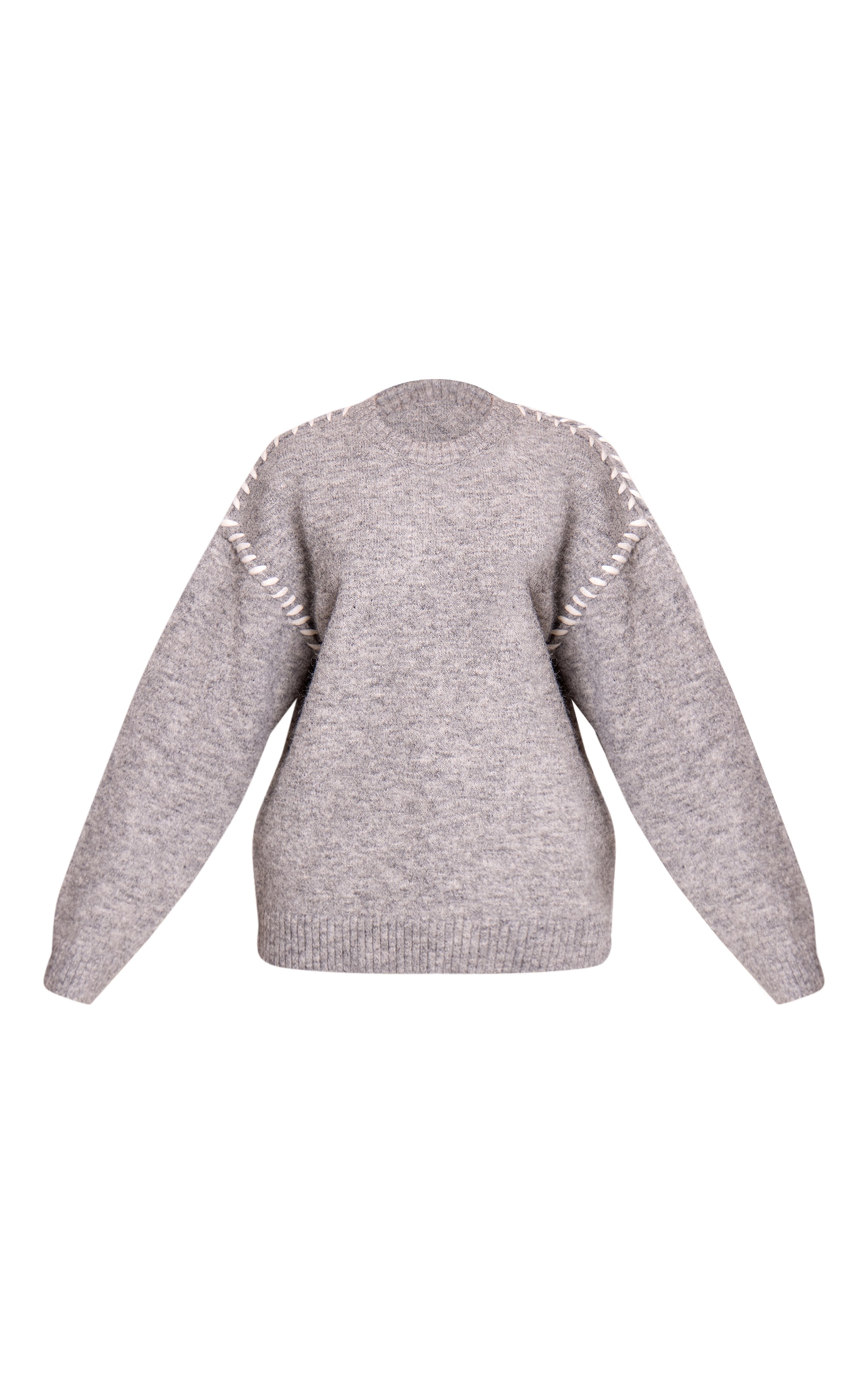 Grey Blanket Stitch Knit Jumper image 5