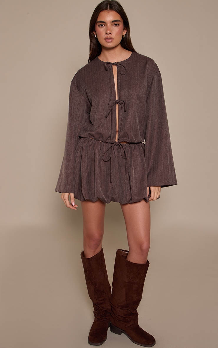 Brown Brushed Puffball Skirt image 1