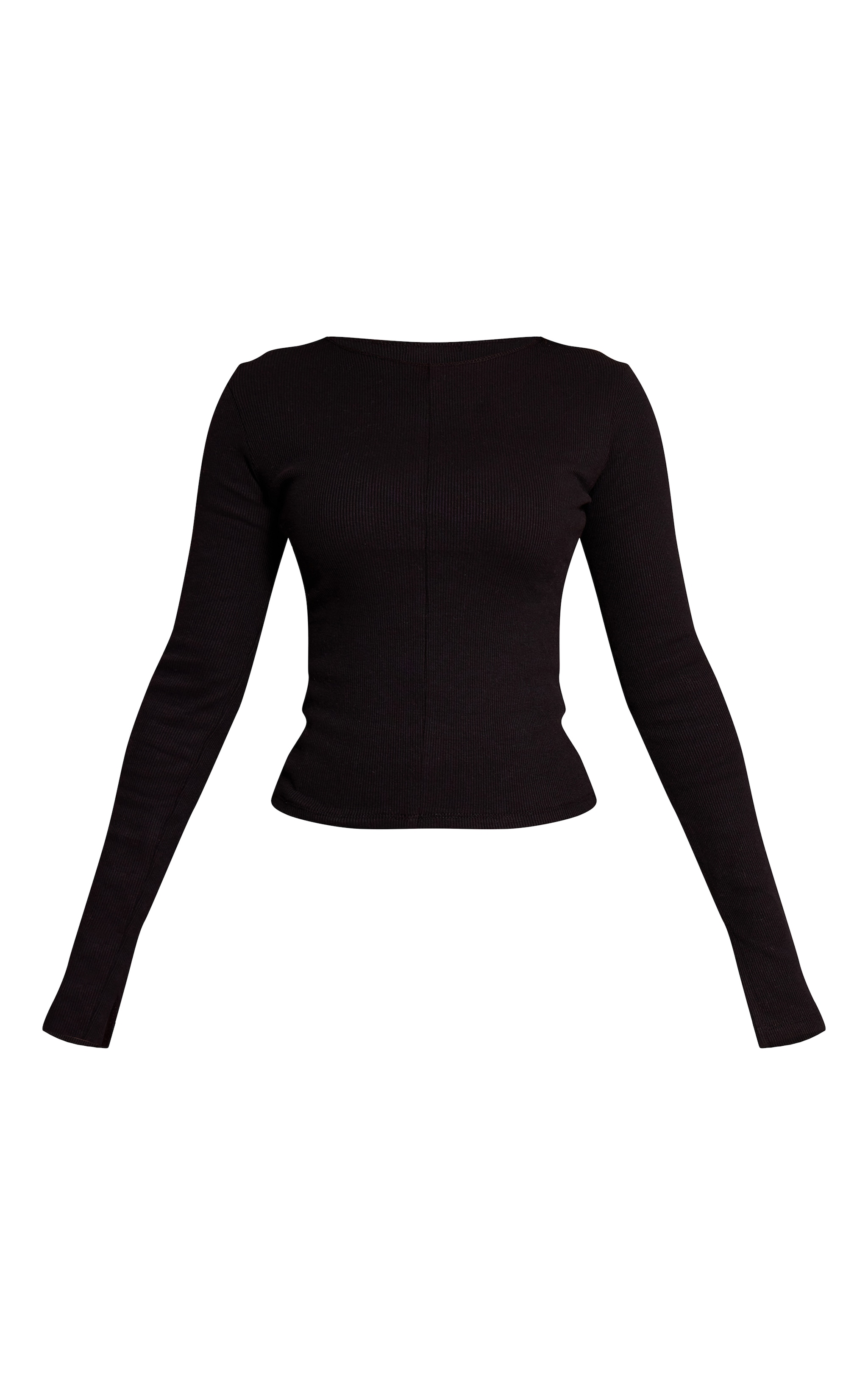 Petite Black Long Sleeve Seam Detail Top image 5
