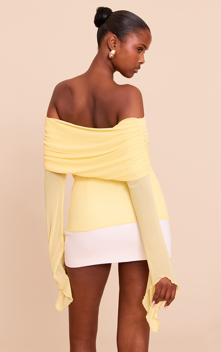 Lemon Mesh Fold Over Extreme Sleeve Detail Top image 2