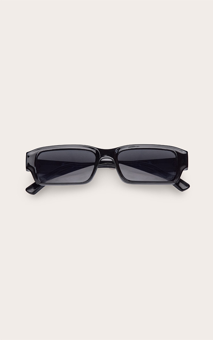 Black Rectangle Skinny Sunglasses image 2