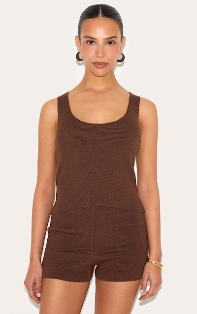 Petite Débardeur en maille tricot taupe à col rond