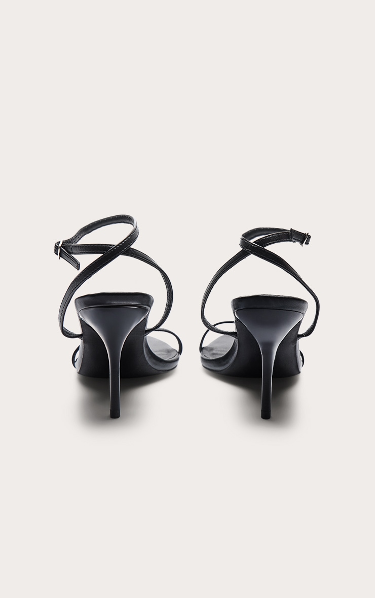 Black Pu Point Toe Barley There Stiletto Heeled Sandals image 4