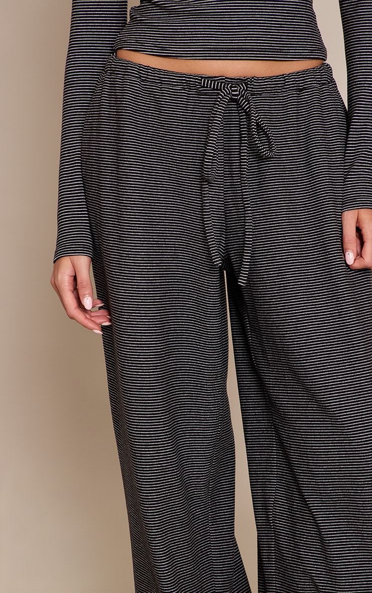 Black Striped Soft Fleece Straight Leg Joggers image 4