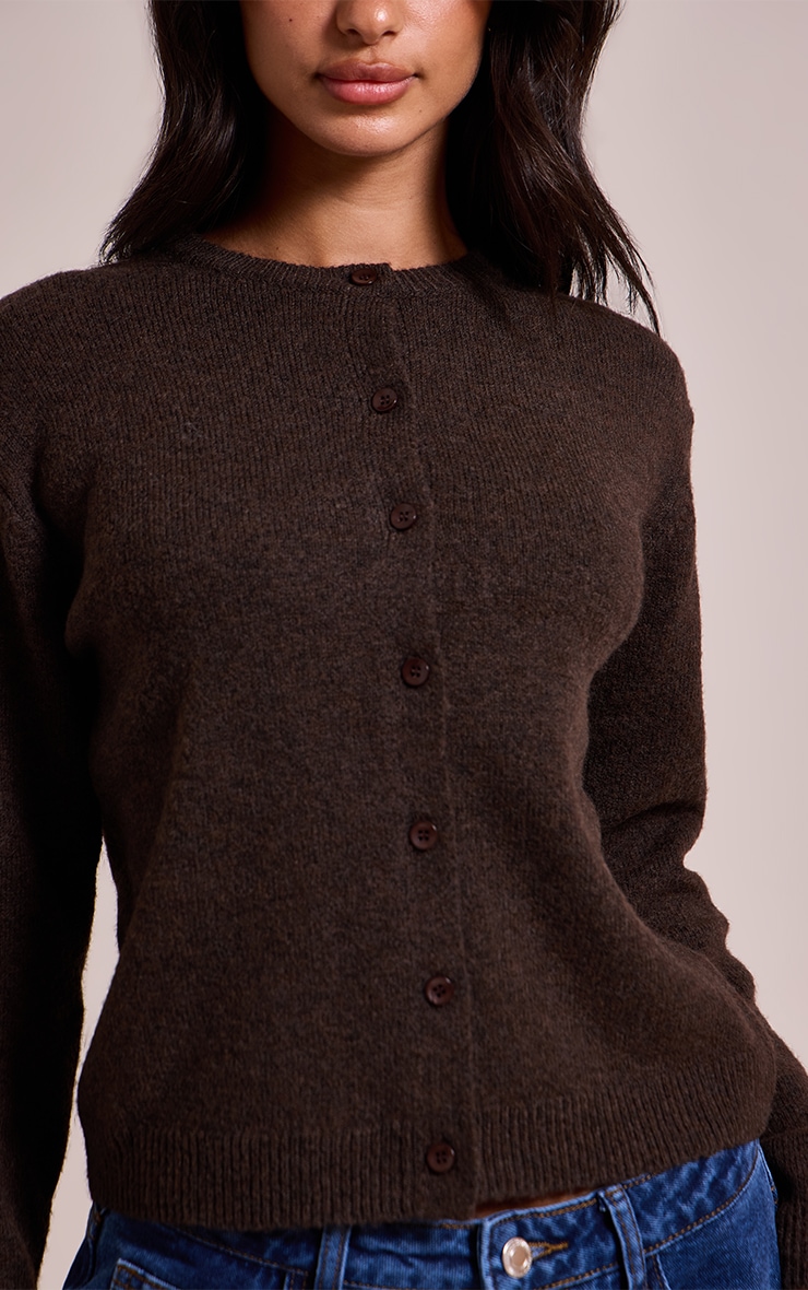 Petite Chocolate Button Through Fine Knit Cardigan image 4