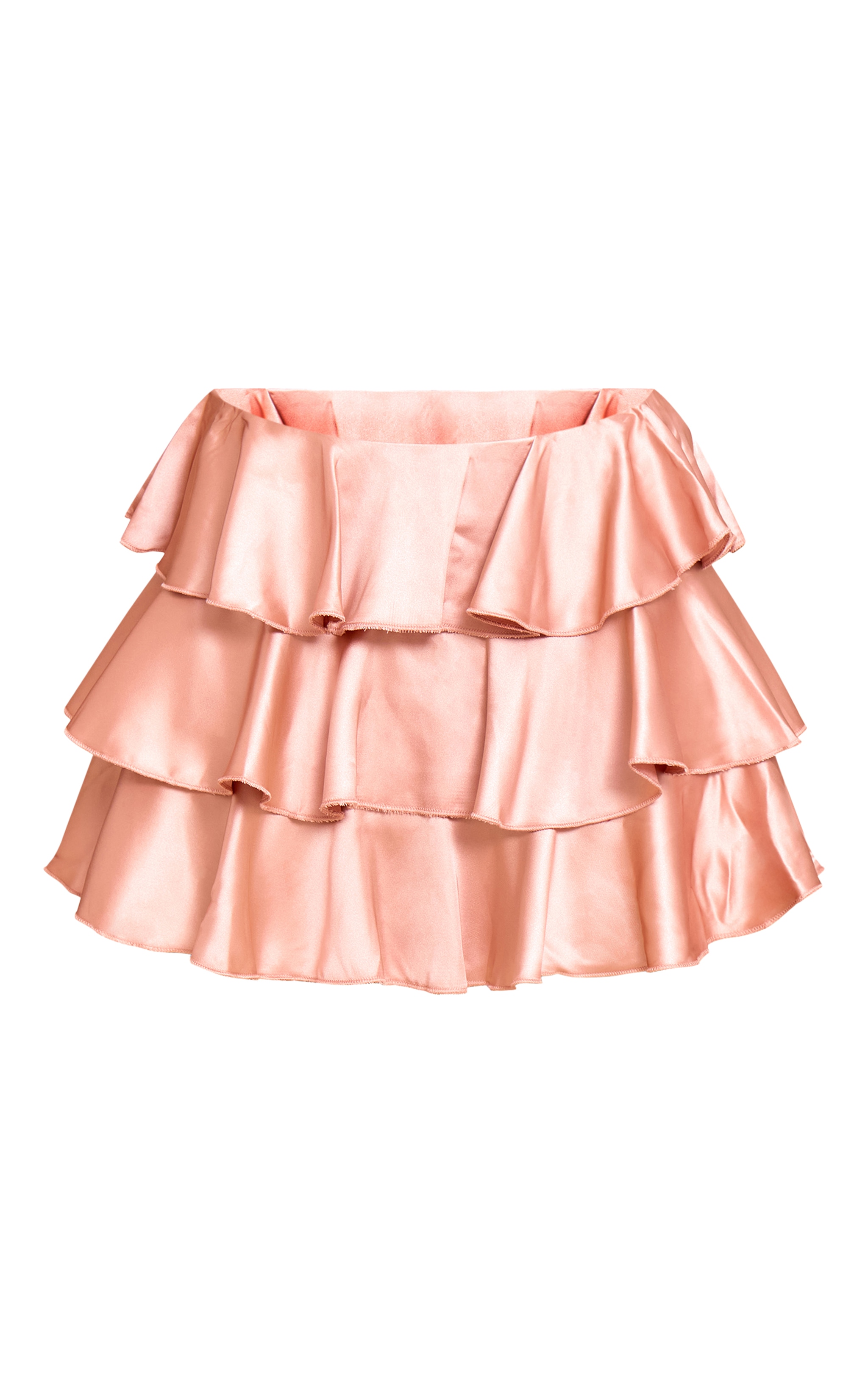Dusty Peach Satin Tiered Flippy Mini Skirt image 6