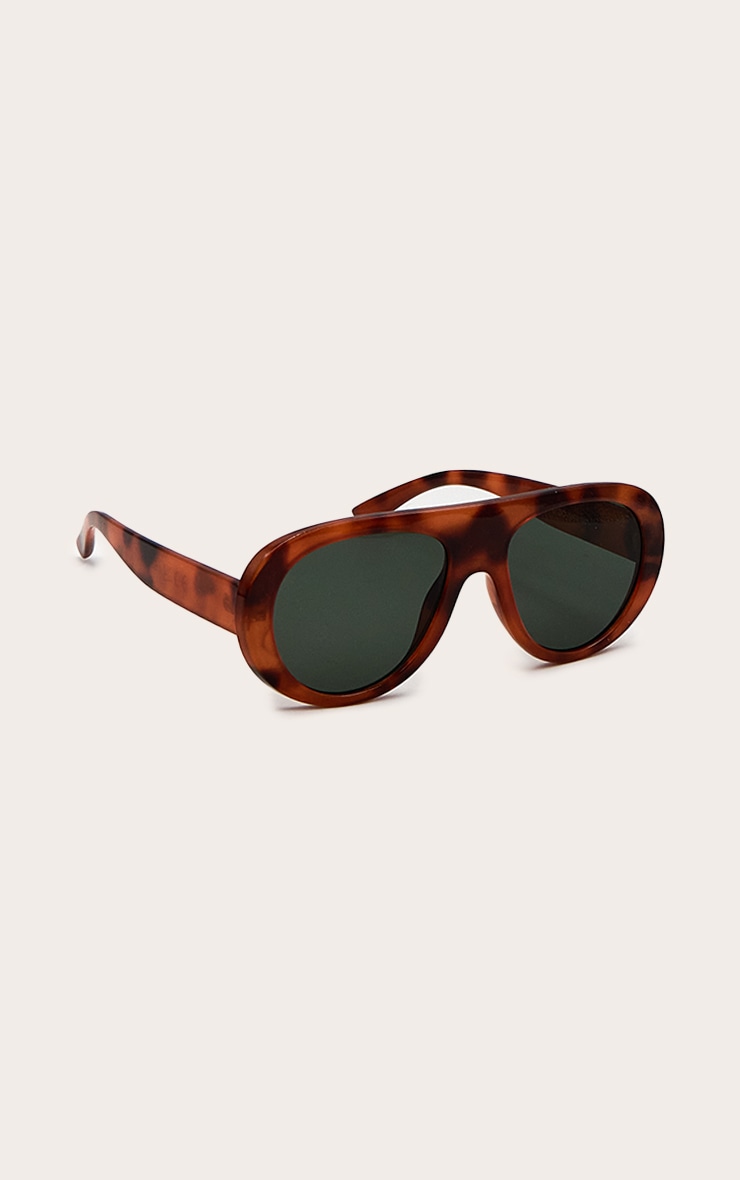 Honey Tortoiseshell Chunky Frame Aviator Sunglasses image 3