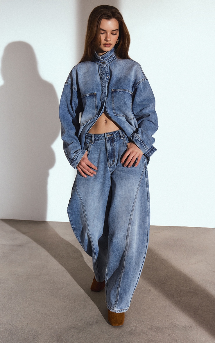 Mid Blue Oversized Denim Shirt image 3
