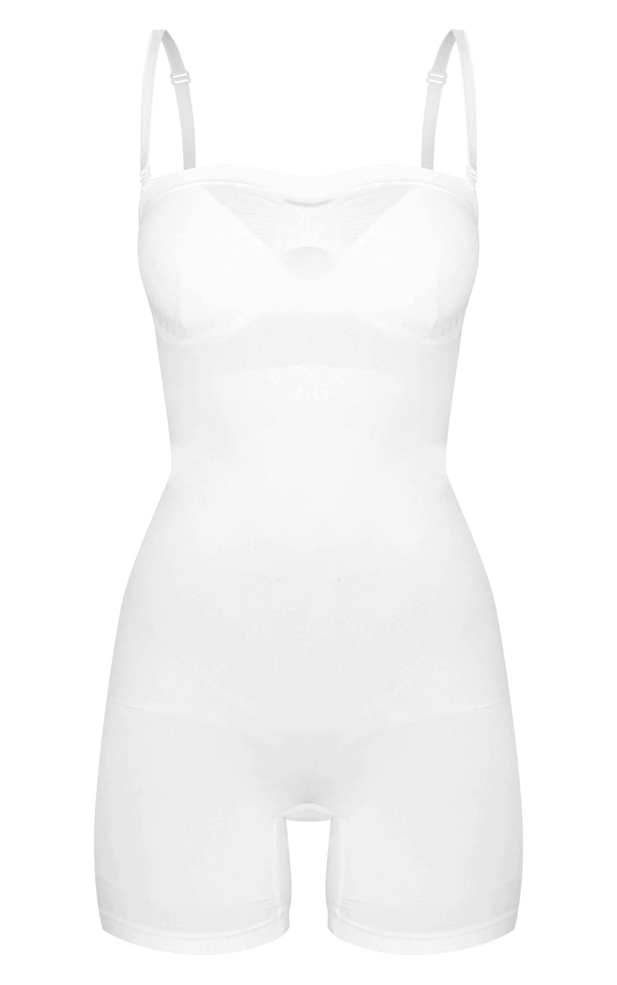 White Bandeau Removable Strap Shapewear Bodysuit image 5