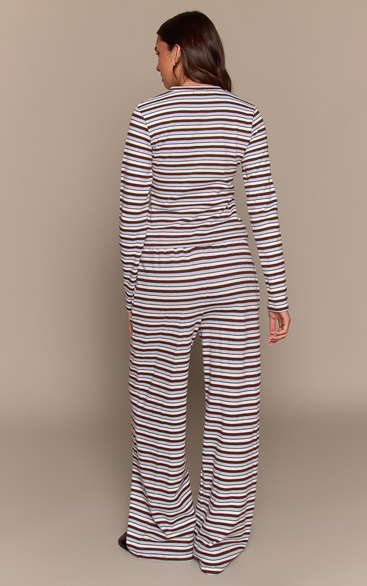 Light Blue Stripe Soft Touch Wide Leg Joggers image 3