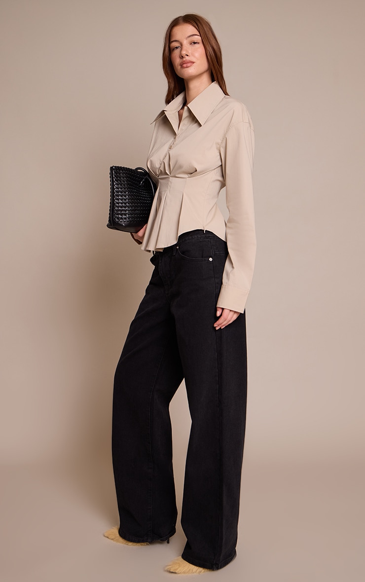 Stone Pleated Cinched Waist Shirt image 3