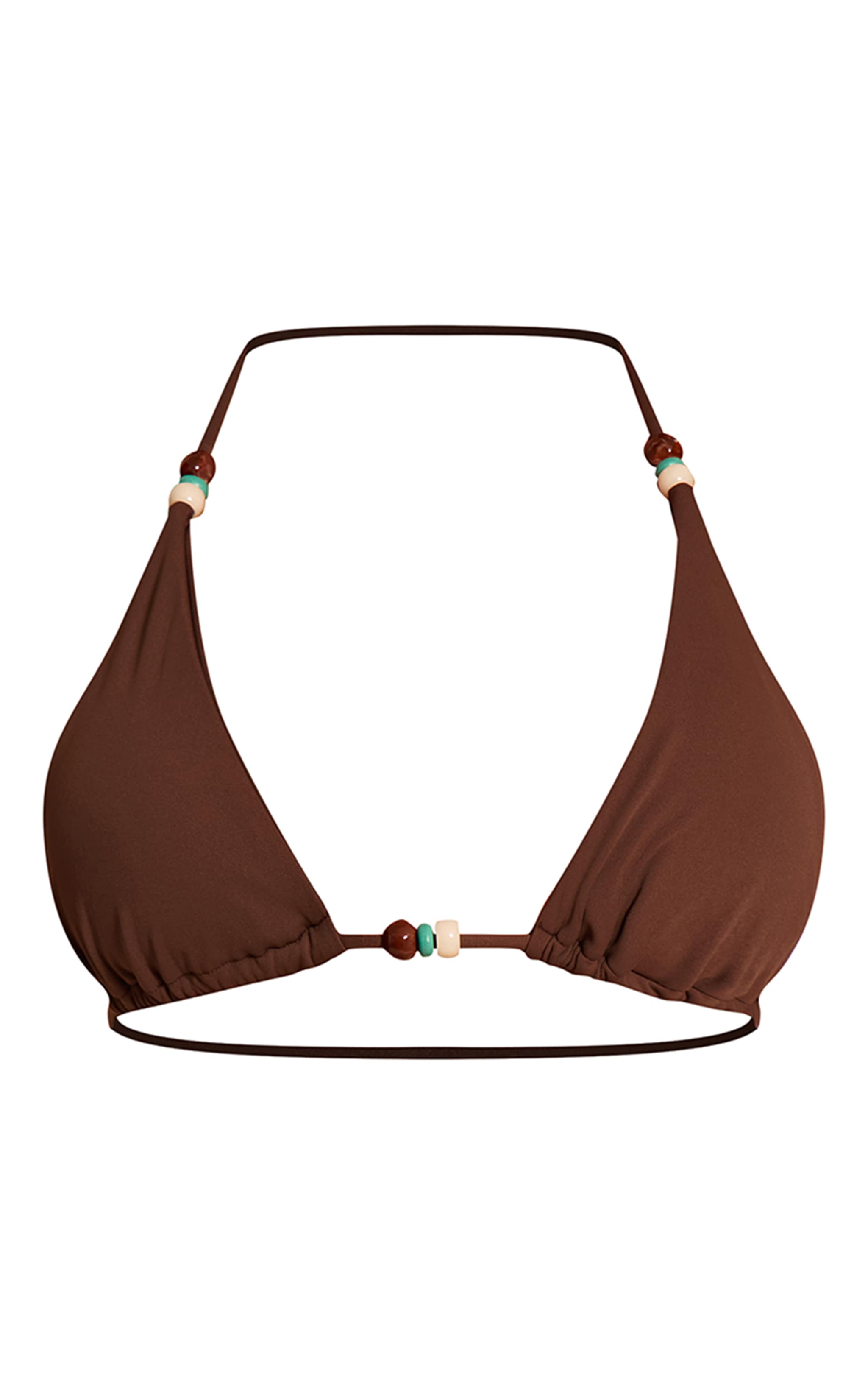 Chocolate Bead Trim Detail Triangle Bikini Top image 5
