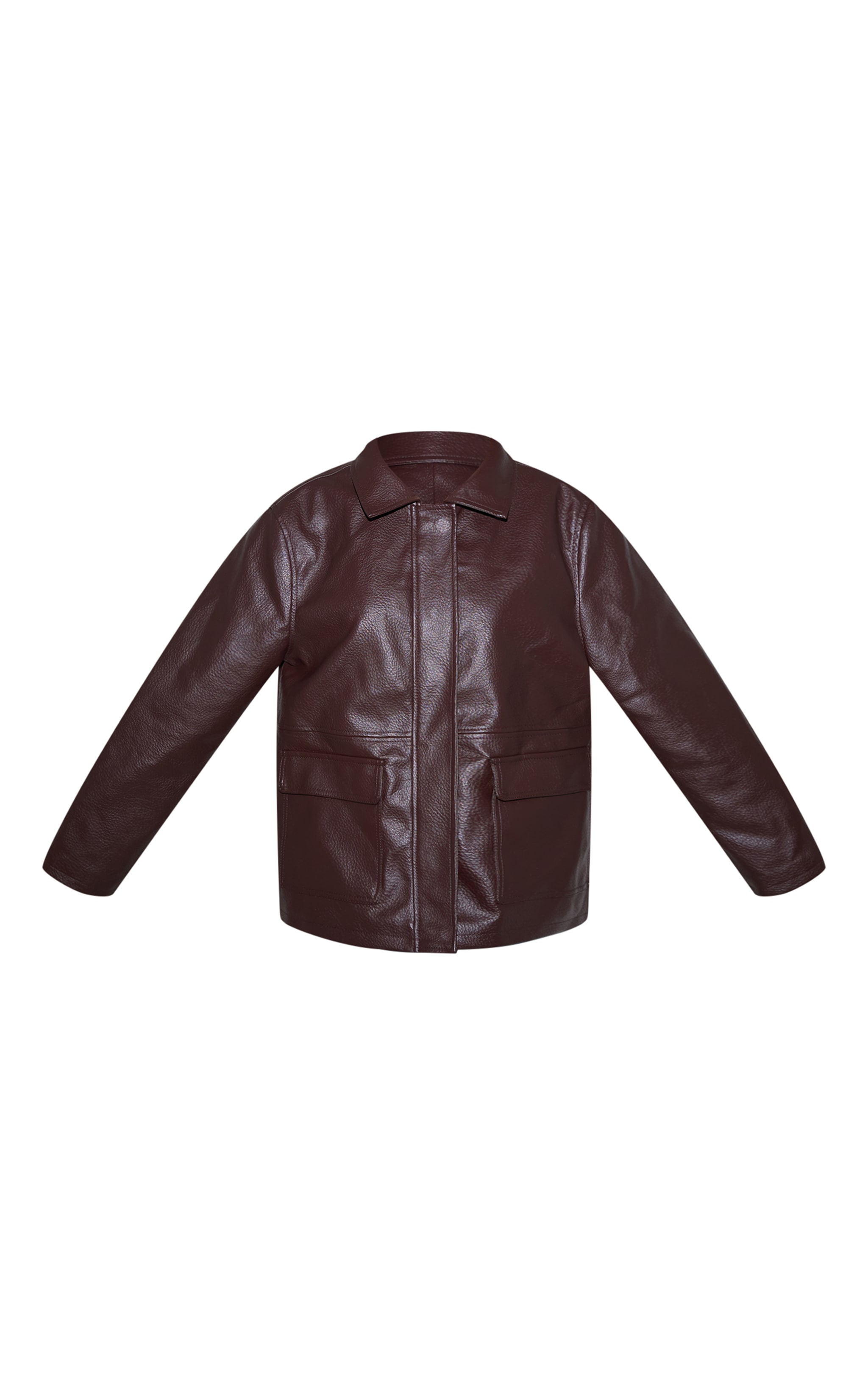 Veste oversized en PU couleur chocolat image 5