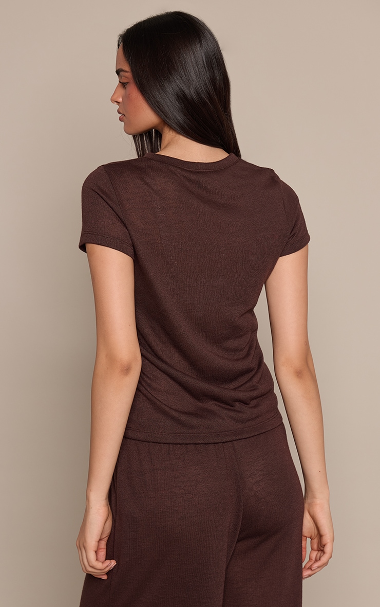 Dark Chocolate Marl Slub Jersey Short Sleeve T-Shirt image 2