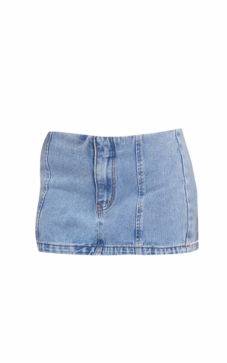 Petite Light Blue Wash Denim Micro Mini Skirt