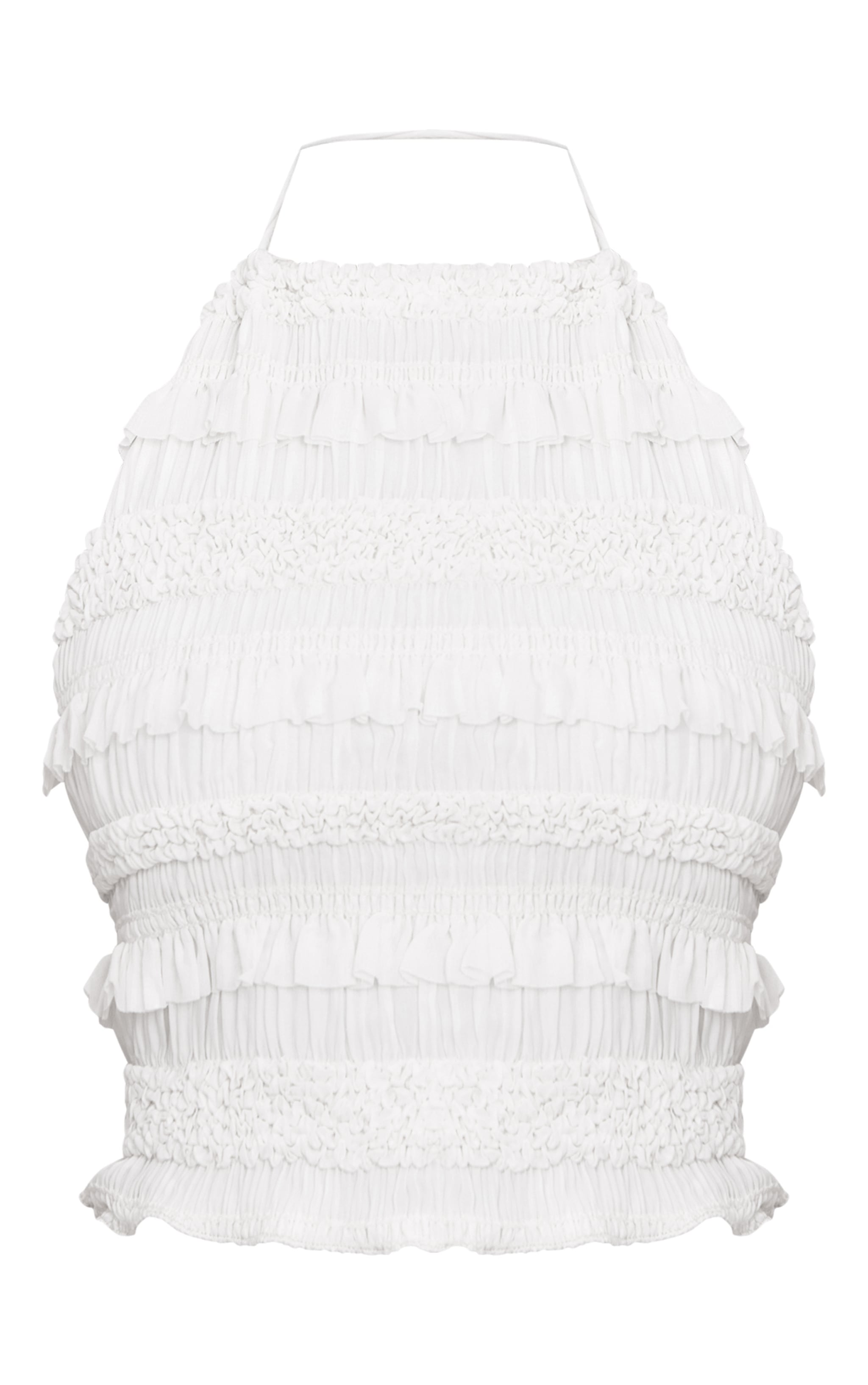 Cream Textured Chiffon Tie Back Long Top image 5