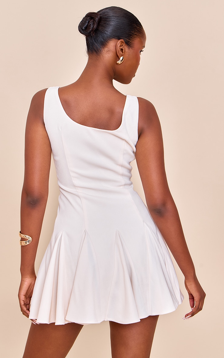 Cream Woven Godet Detail Shift Dress image 2
