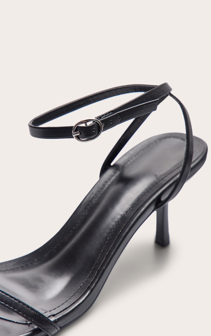 Black Pu Square Toe Square Toe Barely There Mid Heeled Sandals image 5